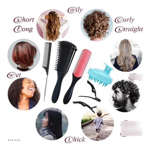 Set 10 En 1 Cepillos Para Cabello Desenredar Pelo Rizado