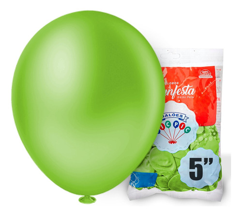 Balão Bexiga Liso Diversas Cores 5 Polegadas Pct C/ 50 Un Cor Verde-limão Cinza