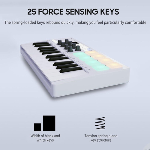 Teclado Usb Portátil Com Controle Midi De 25 Teclas