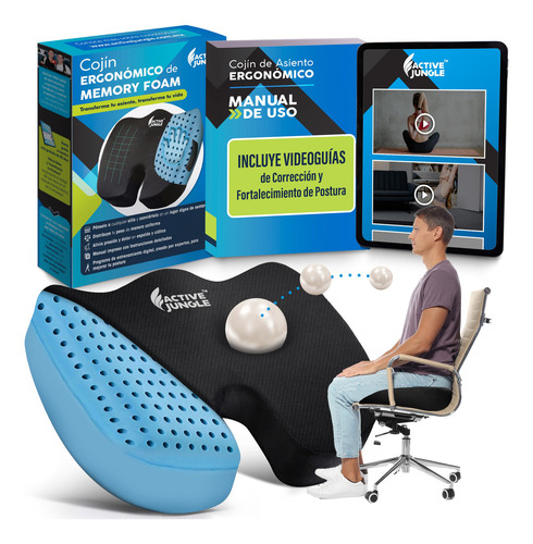 Cojín Gel De Espuma Viscoelástica Para Coxis Para Auto Silla Color Negro