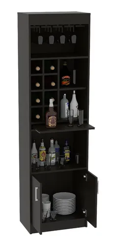 Mueble Bar Syrah, Wengue Y Negro