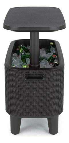 Mesa Doble Exterior Hielera Frapera Keter Bevy Bar Color Negro