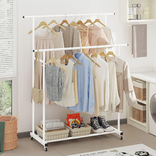 Calmootey Perchero Para Ropa Con Varilla Doble, Perchero Par