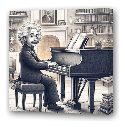 Cuadro 60x60cm Einstein Tocando Piano Musica Teclado