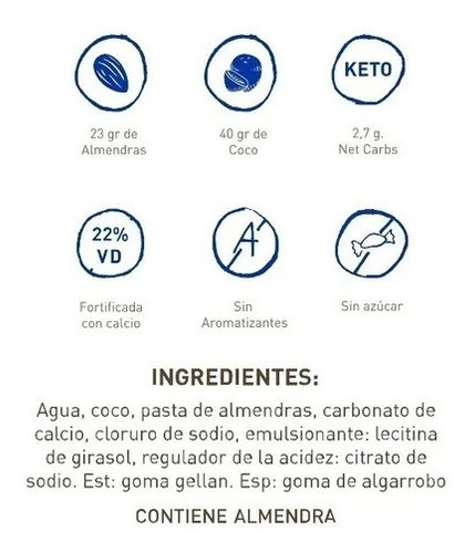 Imagen 3 de 5 de Leche De Almendras Y Coco Amande X 1 Lt Sin Azúcar Vegana
