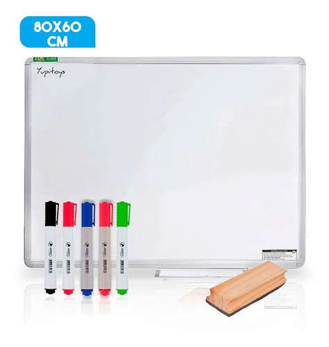 Imagem 1 de 5 de Lousa Quadro Branco Mold Aluminio 80x60 Apagador 5 Marcador