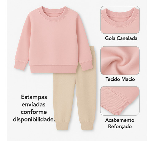 Kit 2 Moletons Infantil Inverno Quentinho Menino Menina