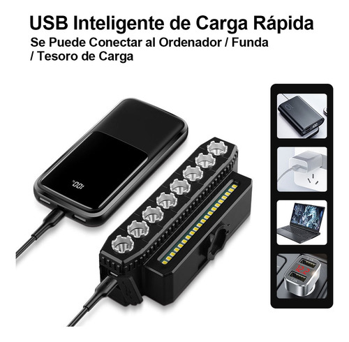 Luz Recargable Impermeable 4000mah Para Bicicleta 8 Led