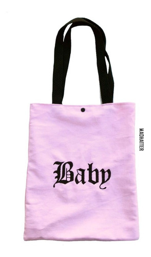 Bolsa Totebag Bordada Baby Rosa Pastel Goth