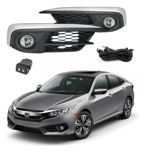 Kit Faros Niebla Honda Civic 2016 2017 2018 Biseles Y Switch