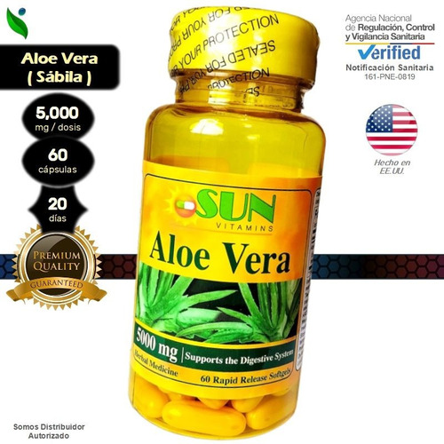 Aloe Vera Extracto 5,000mg X 60 Cápsulas - Americano