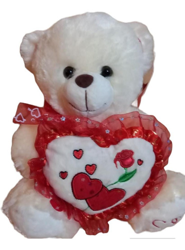 Oso  De Peluche 25 Cm Con Corazón Bordado  Y Música Importad