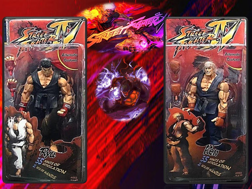 Figura Muñeco Juego Street Fighter Dark Ryu Ken  Set
