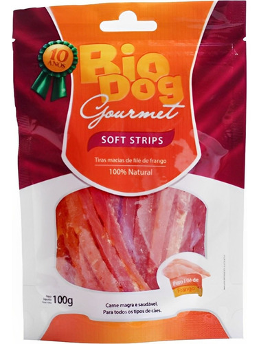 BioDog biscoito para cães gourmet soft strips 100g