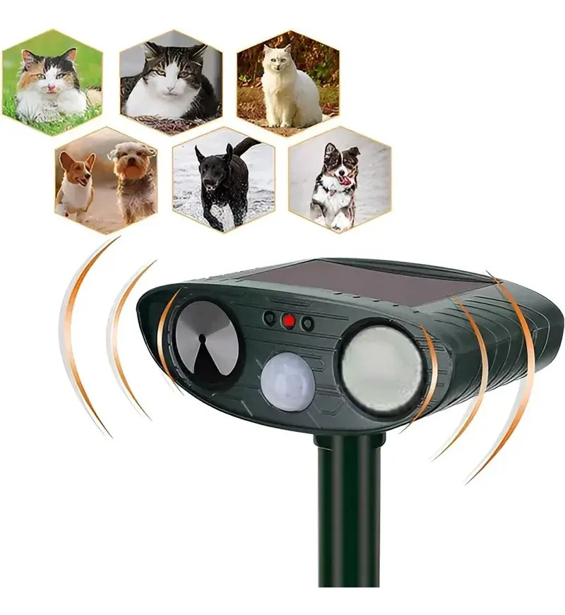 Repelente De Animales Electrónico Solar Ultrasónico Gatos Color Verde