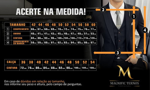 Kit Terno Slim Completo - Paletó+calça+colete+gravata