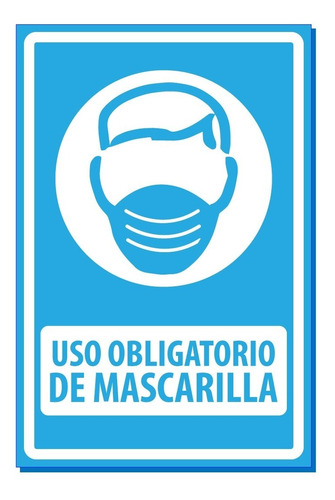 Imagen 1 de 2 de Letrero Uso Obligatorio De Mascarilla 20x30 Cm - Metálico