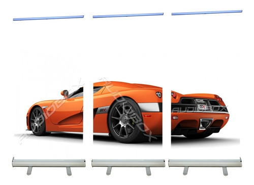 Tres Roll Up Porta Banner Display D Plástico Pvc 80cmx2 Mts