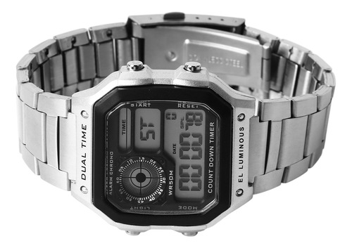 Luminoso Reloj Deportivo Digital Impermeable De Acero Inoxid