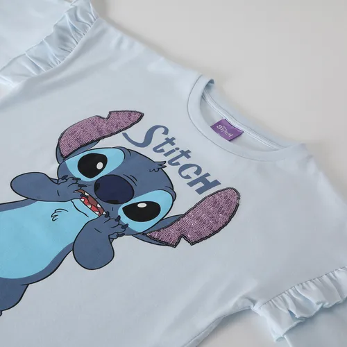 Polera Manga Larga Niña Lilo & Stitch Celeste Disney