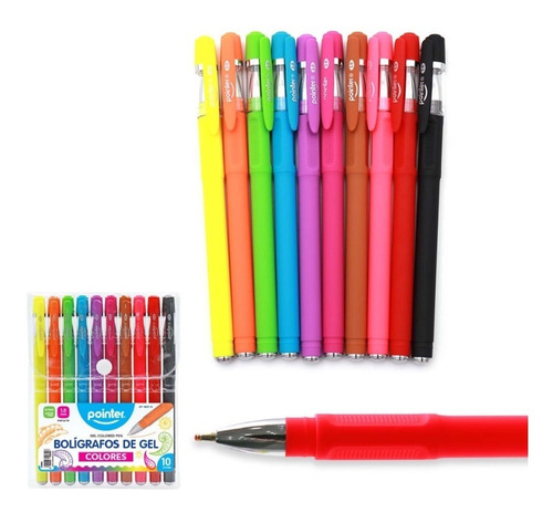 Bolígrafos De Colores De Gel Pointer Caja 10 Unidades 