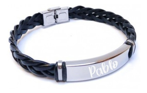 Pulsera Caucho Y Acero Quirurgico Personalizada 