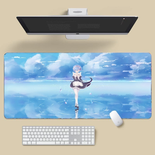 Mouse Pad Largo Artistico Reflejo Rem Re Zero Anime 40x90cm