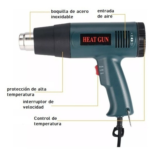 Pistola De Calor Industrial 1800w. 2 Temperaturas 50°- 550°c