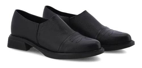 Zapato Mocasin Cuero Vacuno Botineta Suela De Goma Mujer