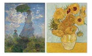 Set Cuadro Mujer Con Sombrilla Monet Y Girasoles Van Gogh