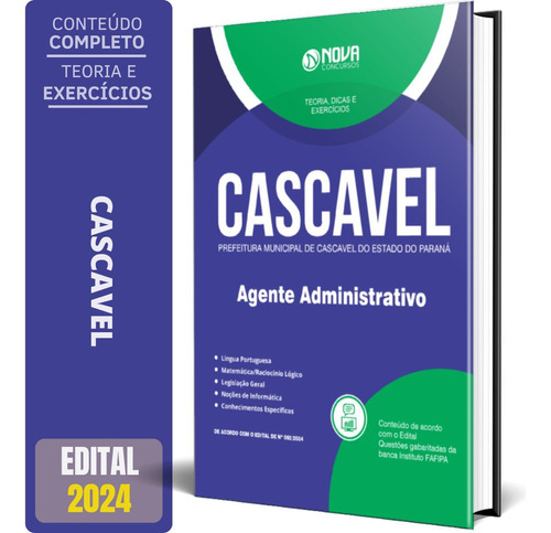 Apostila Prefeitura Cascavel Pr 2024 - Agente Administrativo