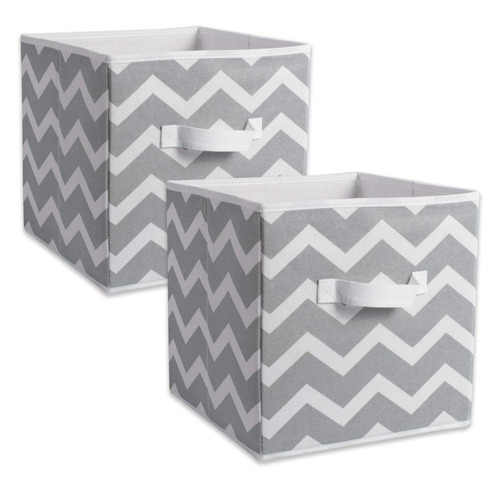 Set 2 Dii Organizador Contenedor Cubos Decorado Gris Chevron