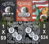 Comprar 3 Album Para Coleccionar Las Monedas De Usa 25 Centavos 50