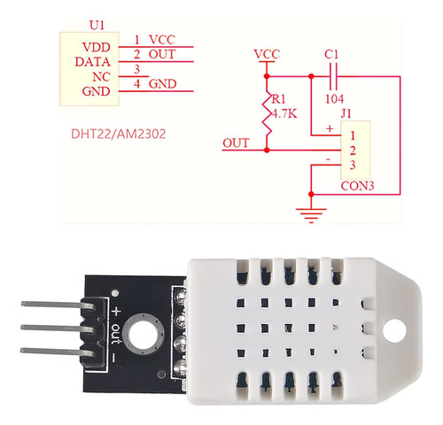 Módulo De Sensor Digital De Temperatura Y Humedad Dht22 De 6