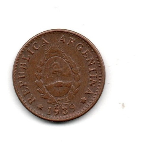 Moneda Argentina 1 Centavo Año 1939 Cobre Ex