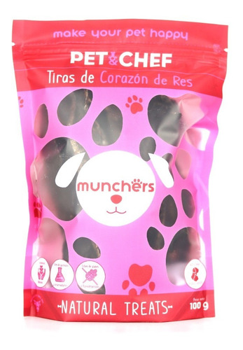 Premio 100% Natural Corazón De Res 100g Pet&chef Perro Gato