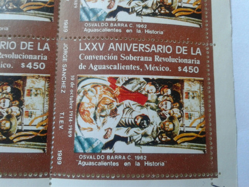 Timbres Postales México Lxxv Aniversario Convención Ags. 89