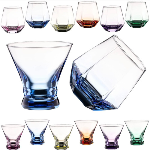 Colovie Juego 6 Vaso Martini Tallo Copa Vino Color Colorida