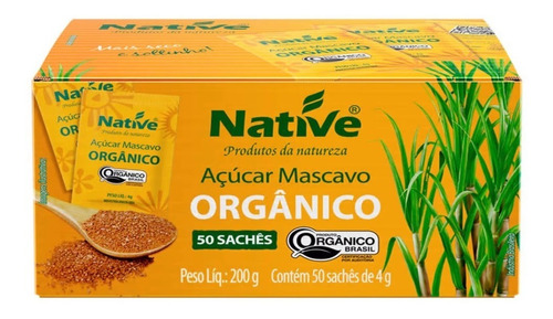 Sache Açúcar Mascavo Orgânico Native 4g Individual - 50 Un