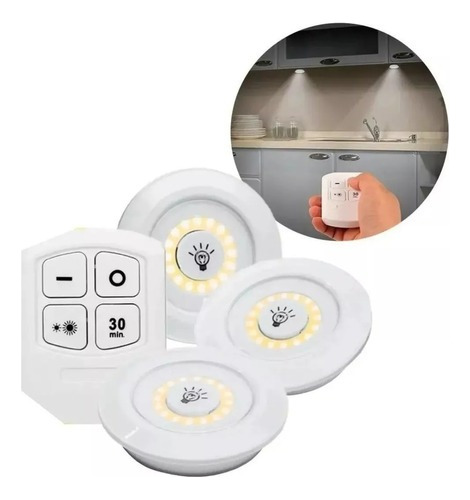 Luz Led Set X3 Lampara Adhesivas Inalámbrica Control Remoto 