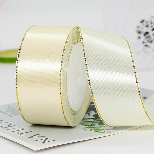 5 Rollos De Liston Decorativa Con Borde Dorado 4cm 112,5 M