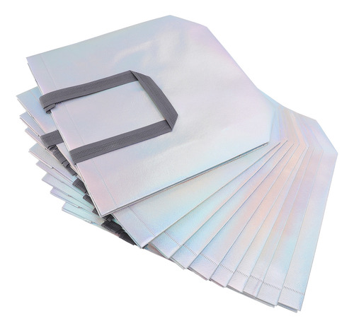 Juego De 10 Bolsas De Regalo Reutilizables Plateadas Brillan