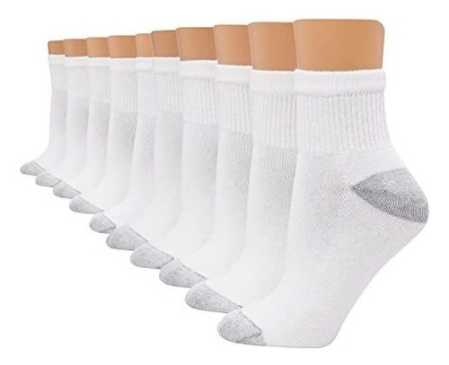 Hanes Calcetines Deportivos Para Mujer, 10 Pares, Color Blan