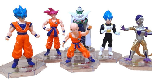 Muñecos Dragon Ball X6 Figuras 11cm Personajes Base Transp