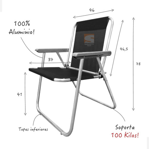 Imagen 5 de 10 de Reposera Sillon 100% Aluminio Playa Camping Pesca Posta X2