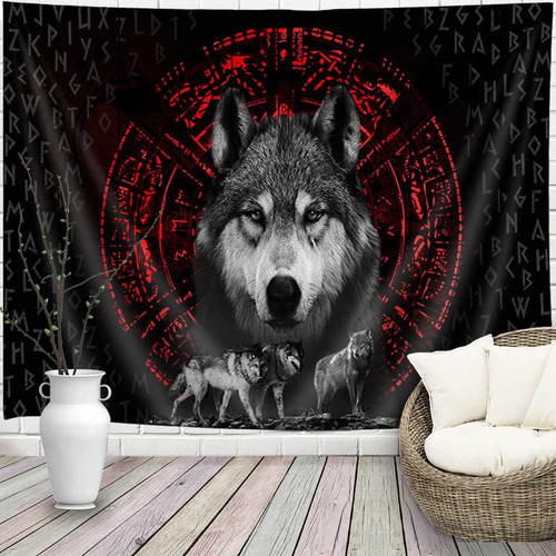 Lacoiime Tapiz Lobo Vikingo Animal Salvaje Para Colgar Pared