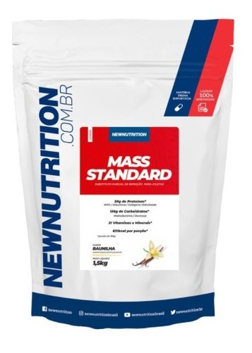 Hipercalórico Mass Standard 1,5 Kg - Newnutrition Sabor Morango