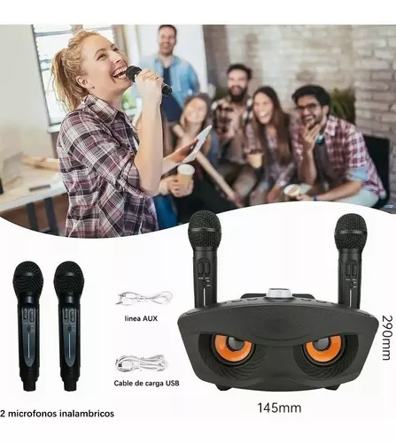 Bocina Altavoz Bluetooth Portátil con Micrófono de Karaoke, Multifunción  Inalámbrico KTV de Mano para Adultos Niños Fiestas Casa Exterior 2 Microfono