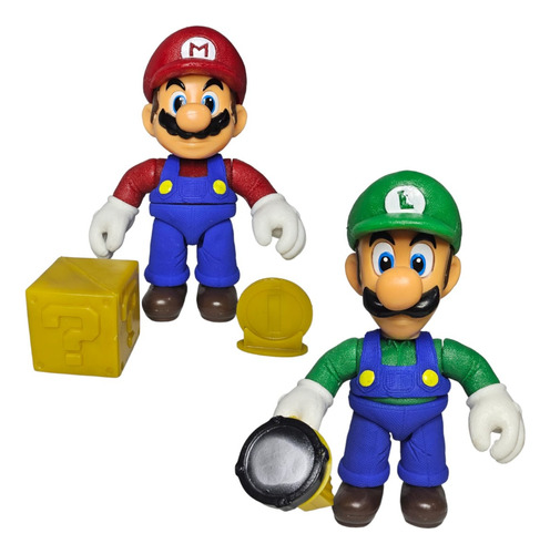 Set De 2 Figuras Mario Bros & Luigi 22 Cm Con Luz Y Sonidos