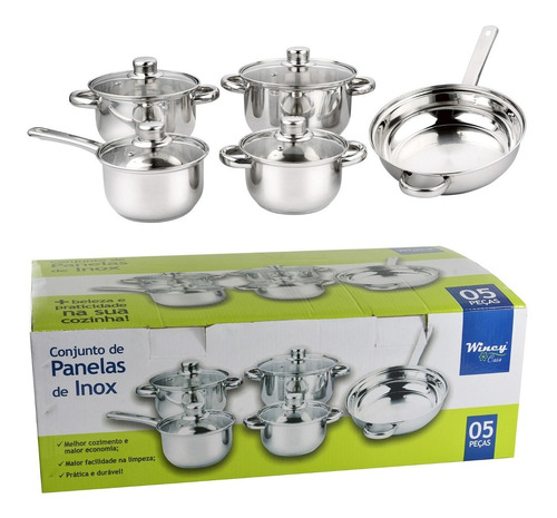 Conjunto De Panelas 5 Peças Inox  - Wincy